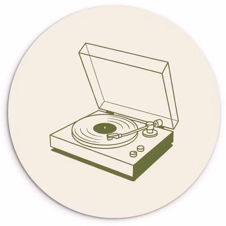 Wandcirkel - Glas - Platenspeler - Vinyl - Muziek - Minimalistisch - Groen — 1
