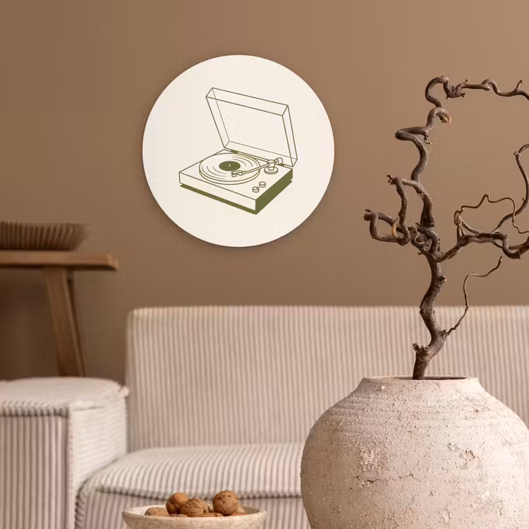 Wandcirkel - Glas - Platenspeler - Vinyl - Muziek - Minimalistisch - Groen — 2