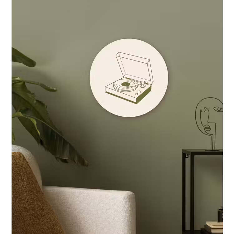 Wandcirkel - Glas - Platenspeler - Vinyl - Muziek - Minimalistisch - Groen — 3