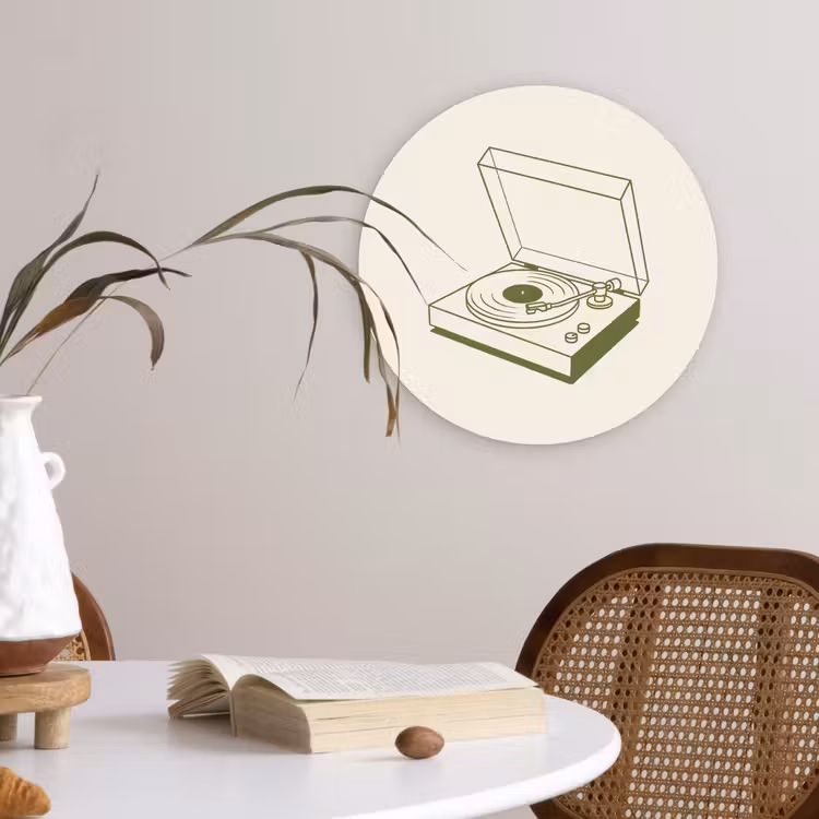 Wandcirkel - Glas - Platenspeler - Vinyl - Muziek - Minimalistisch - Groen — 4