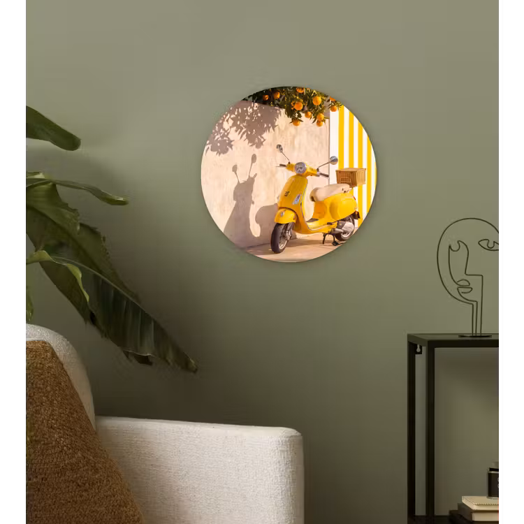 Wandcirkel - Glas - Scooter - Natuur - Zomer - Geel - Mediterraan — 3