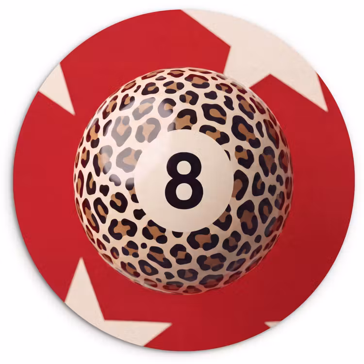 Wandcirkel - Glas - Spel - Dierenprint - Nummer 8 - Modern - Rood — 1