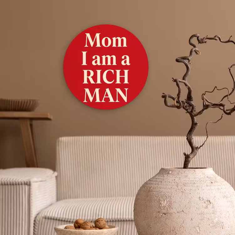 Wandcirkel - Glas - Tekst - Rijkdom - Motivatie - Rood - Modern — 2