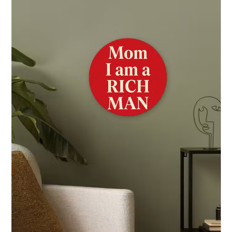 Wandcirkel - Glas - Tekst - Rijkdom - Motivatie - Rood - Modern — 3