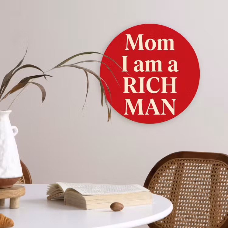 Wandcirkel - Glas - Tekst - Rijkdom - Motivatie - Rood - Modern — 4