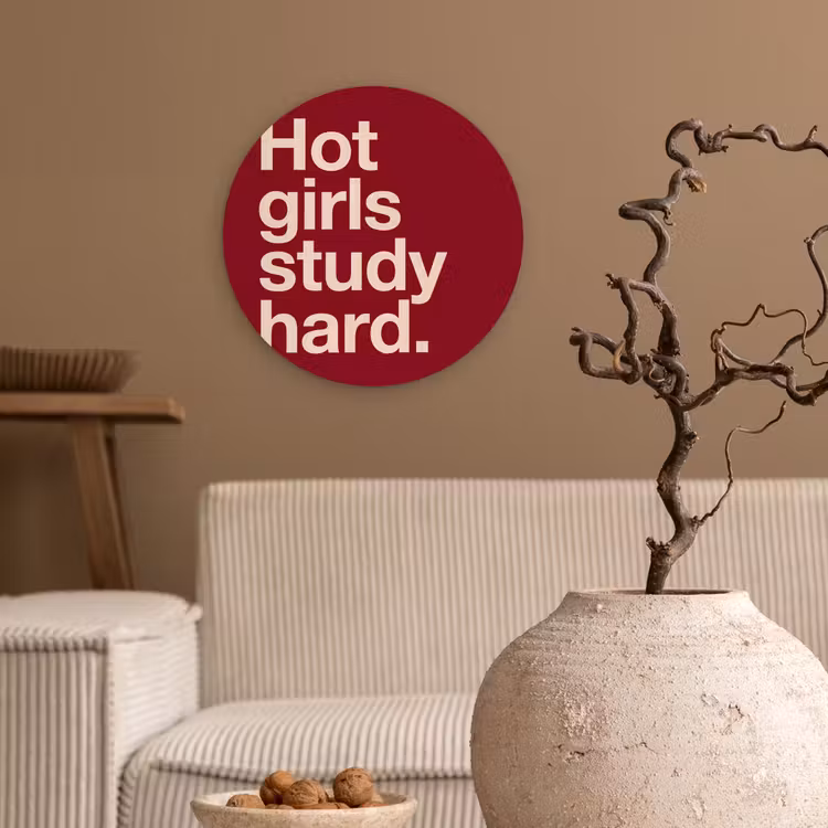 Wandcirkel - Glas - Tekst - Studie - Motivatie - Modern - Rood — 2