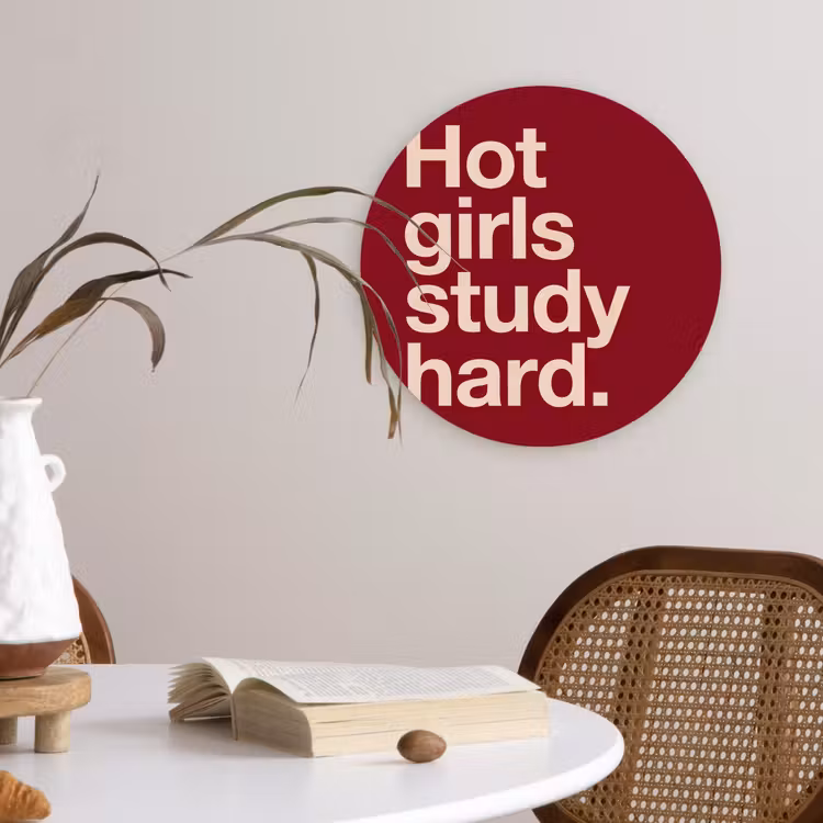 Wandcirkel - Glas - Tekst - Studie - Motivatie - Modern - Rood — 4
