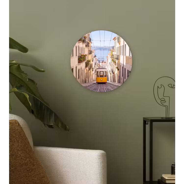 Wandcirkel - Glas - Tram - Straat - Stad - Architectuur - Geel — 3