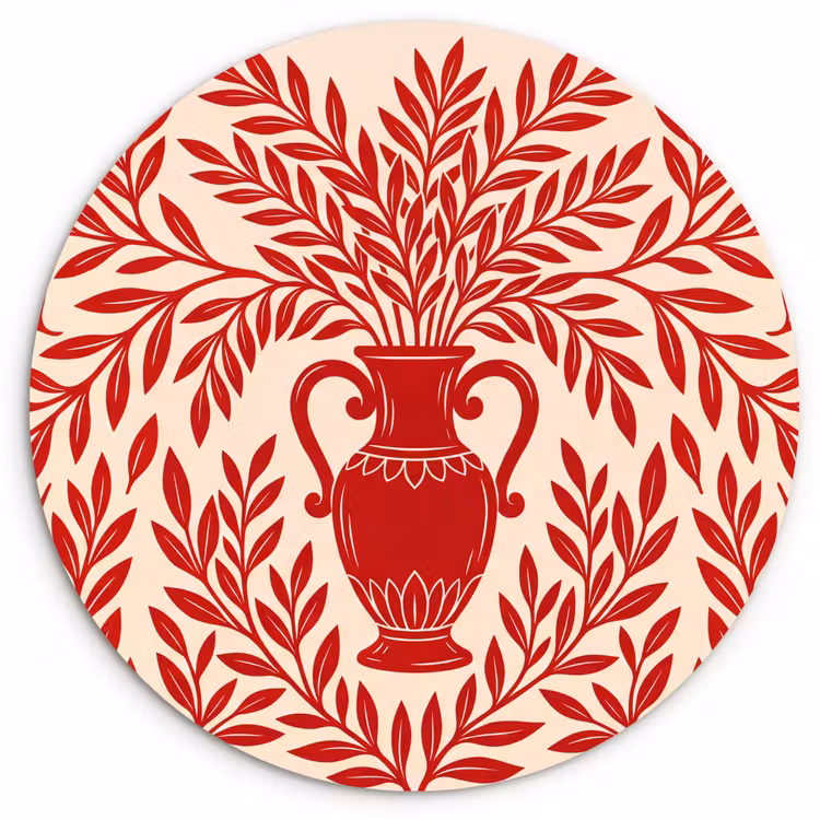 Wandcirkel - Glas - Vaas - Planten - Decoratie - Abstract - Rood — 1