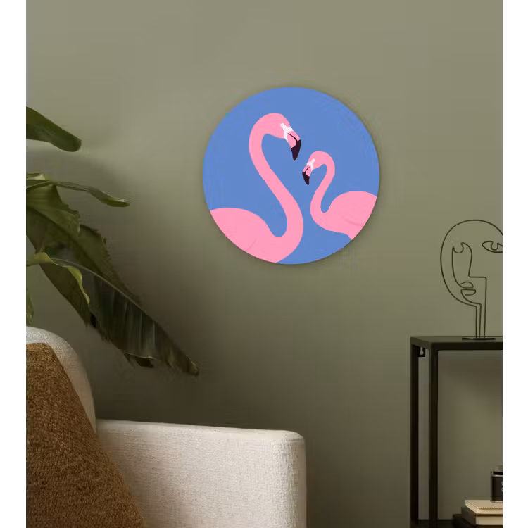 Wandcirkel - Glas - Vogel - Paar - Dieren - Modern - Roze — 3