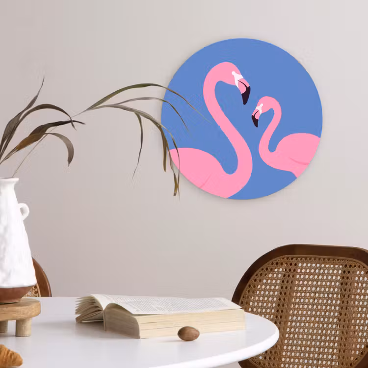 Wandcirkel - Glas - Vogel - Paar - Dieren - Modern - Roze — 4