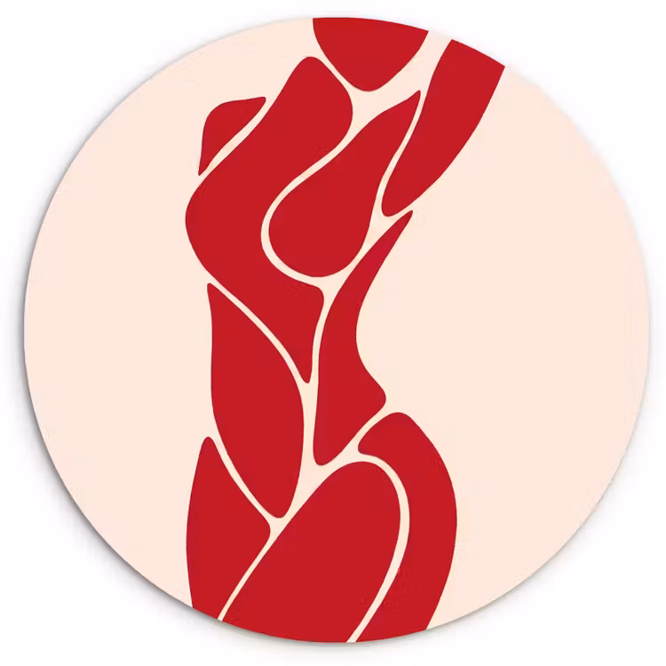 Wandcirkel - Glas - Vrouw - Figuur - Abstract - Modern - Rood — 1