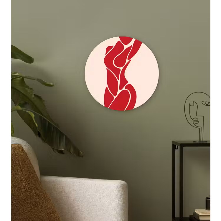 Wandcirkel - Glas - Vrouw - Figuur - Abstract - Modern - Rood — 3