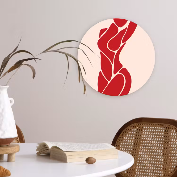 Wandcirkel - Glas - Vrouw - Figuur - Abstract - Modern - Rood — 4
