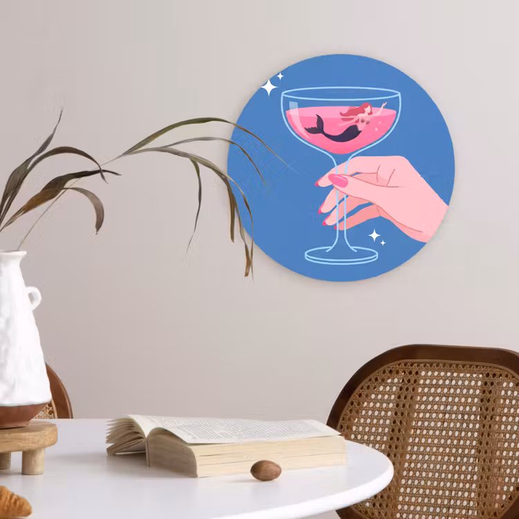Wandcirkel - Glas - Vrouw - Glas - Abstract - Roze - Blauw — 4