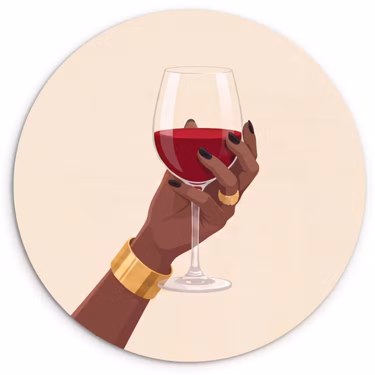 Wandcirkel - Glas - Vrouw - Wijn - Glas - Illustratie - Rood — 1