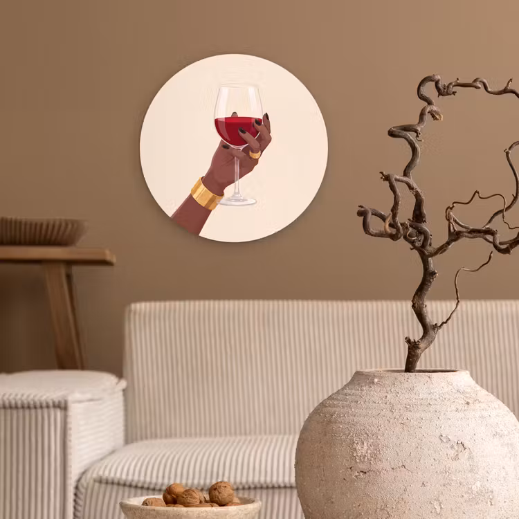 Wandcirkel - Glas - Vrouw - Wijn - Glas - Illustratie - Rood — 2