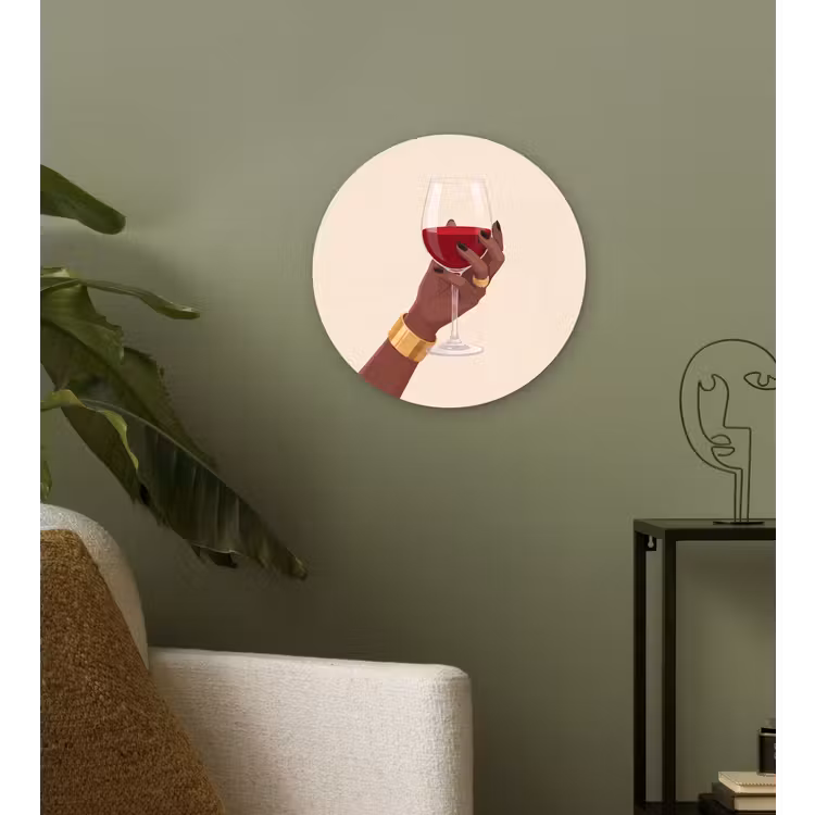 Wandcirkel - Glas - Vrouw - Wijn - Glas - Illustratie - Rood — 3