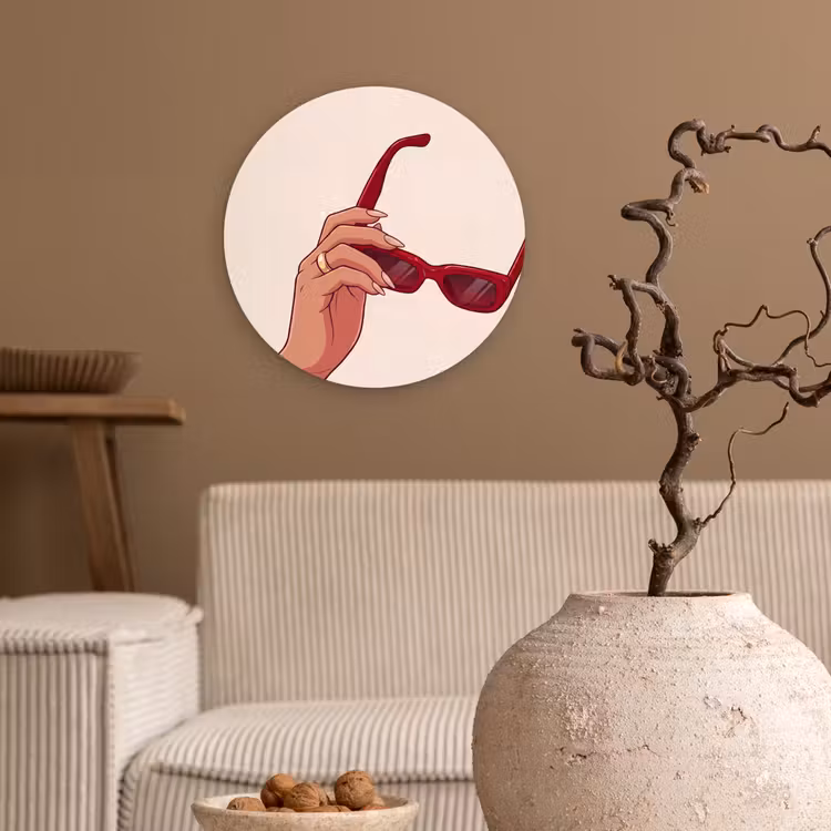 Wandcirkel - Glas - Vrouw - Zonnebril - Mode - Rood - Illustratie — 2