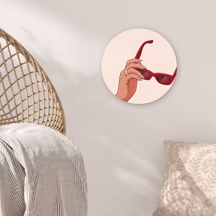 Wandcirkel - Glas - Vrouw - Zonnebril - Mode - Rood - Illustratie — 5