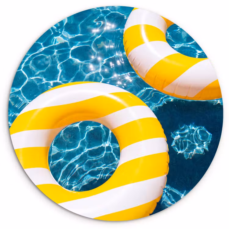 Wandcirkel - Glas - Zwembad - Zwembanden - Zomer - Geel - Blauw — 1