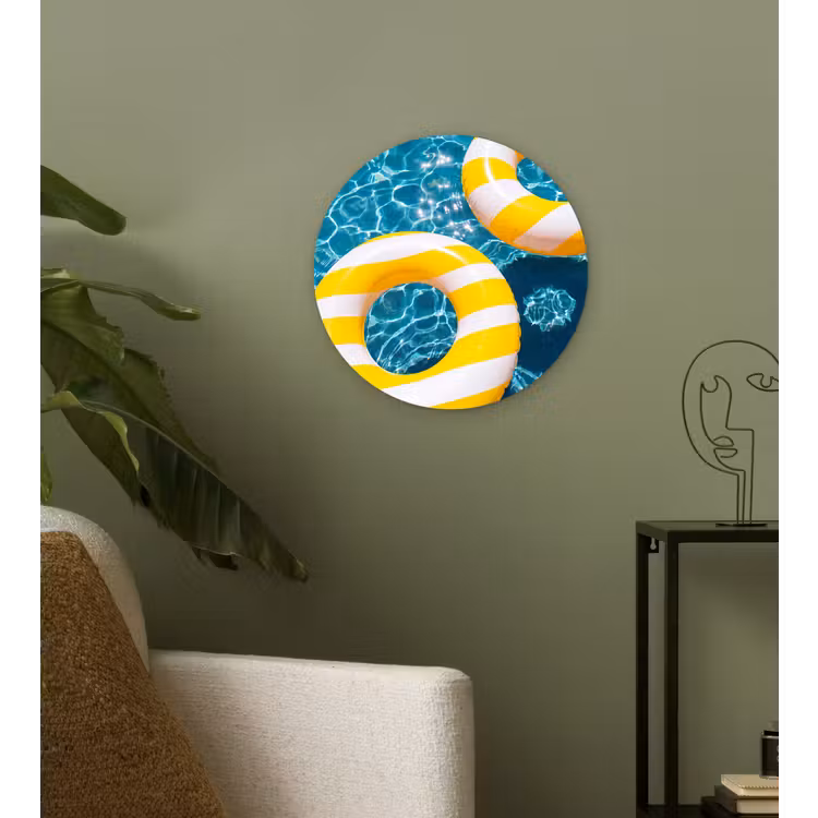 Wandcirkel - Glas - Zwembad - Zwembanden - Zomer - Geel - Blauw — 3