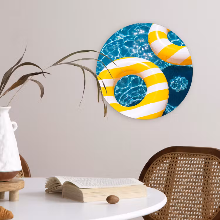 Wandcirkel - Glas - Zwembad - Zwembanden - Zomer - Geel - Blauw — 4