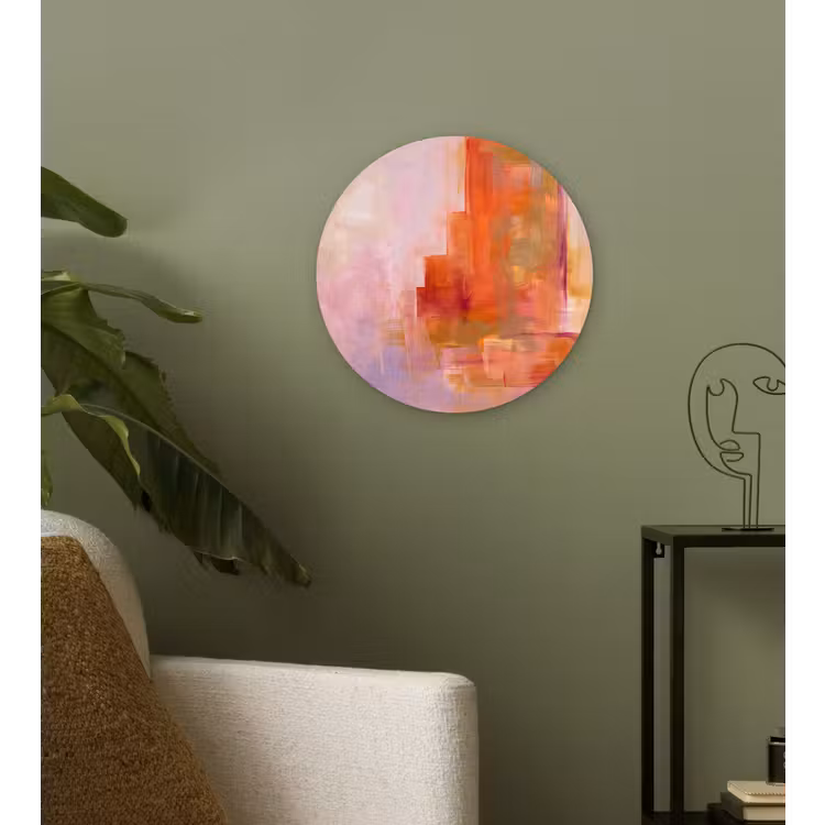 Wandcirkel - Glas - Abstract - Borstelstreken - Kunst - Paars - Goud — 3
