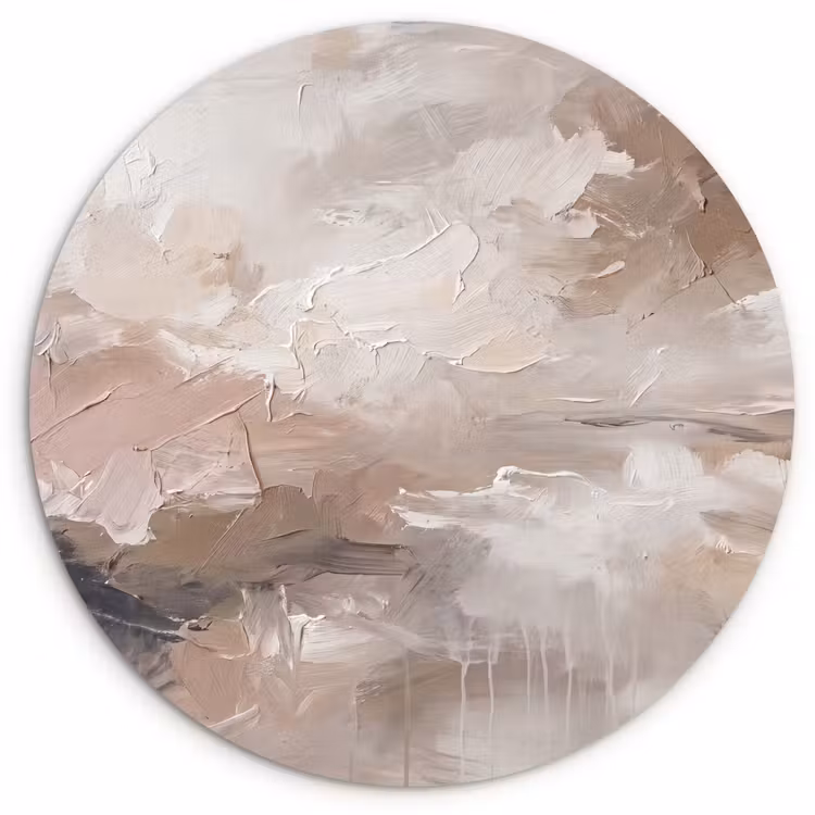 Wandcirkel - Glas - Abstract - Textuur - Kunst - Modern - Beige — 1