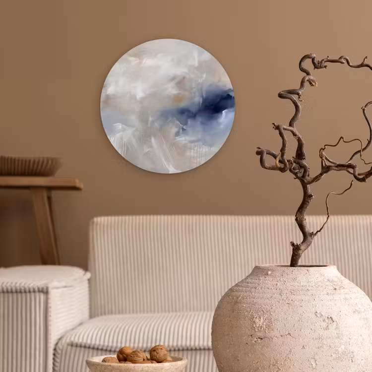 Wandcirkel - Glas - Abstract - Wolken - Sfeer - Modern - Beige — 2