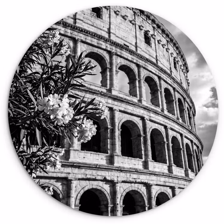 Wandcirkel - Glas - Architectuur - Colosseum - Rome - Historisch - Zwart-wit — 1