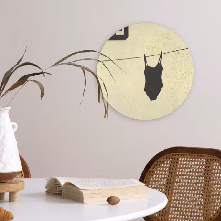 Wandcirkel - Glas - Badpak - Schaduw - Muur - Zomer - Minimalistisch — 4