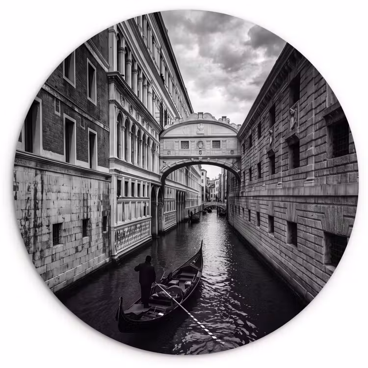 Wandcirkel - Glas - Boot - Waterweg - Stad - Zwart-wit - Architectuur — 1