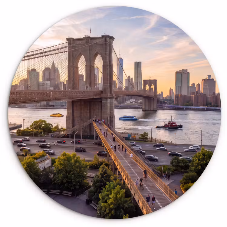 Wandcirkel - Glas - Brug - Rivier - Stad - Zonsondergang - Architectuur — 1