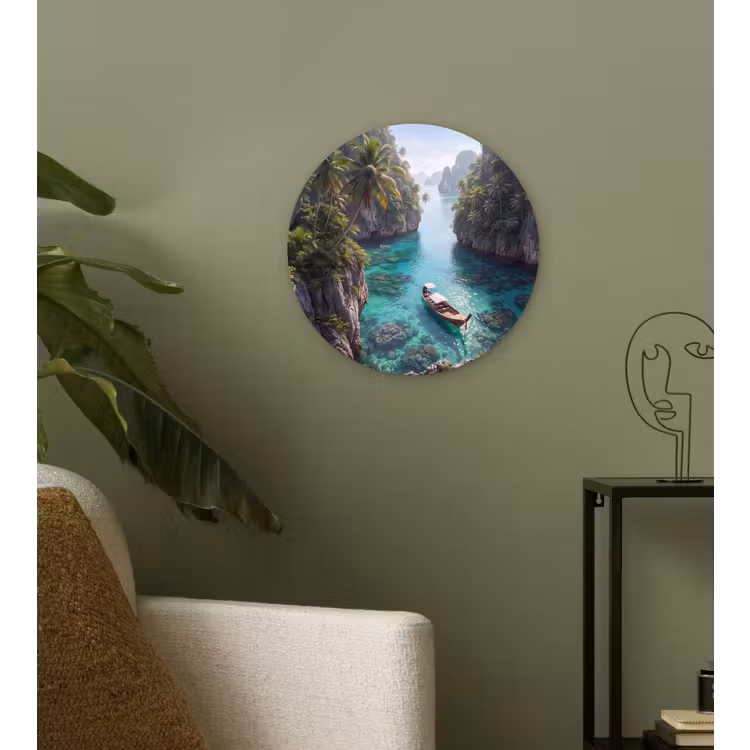 Wandcirkel - Glas - Eiland - Tropisch - Water - Palmbomen - Natuur — 3