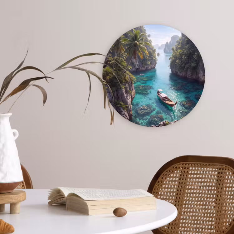 Wandcirkel - Glas - Eiland - Tropisch - Water - Palmbomen - Natuur — 4