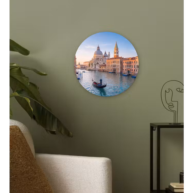 Wandcirkel - Glas - Gondel - Venetië - Kanaal - Stadsgezicht - Avondlicht — 3