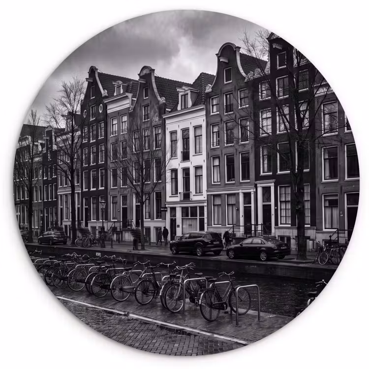 Wandcirkel - Glas - Huis - Gracht - Amsterdam - Architectuur - Zwart-wit — 1