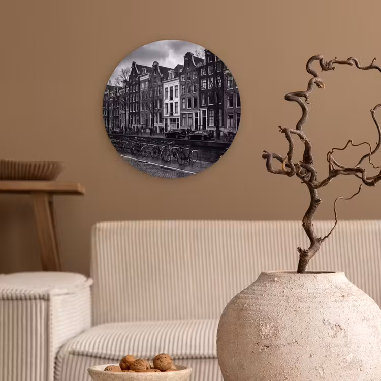 Wandcirkel - Glas - Huis - Gracht - Amsterdam - Architectuur - Zwart-wit — 2