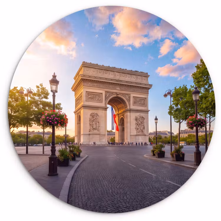 Wandcirkel - Glas - Monument - Parijs - Zonsondergang - Architectuur - Goud — 1