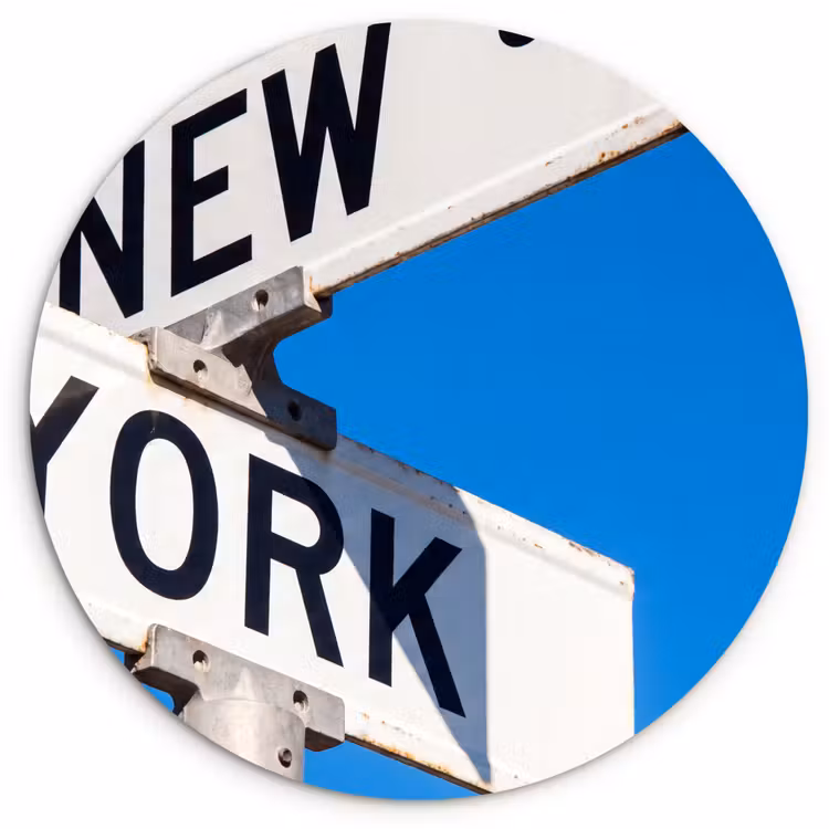 Wandcirkel - Glas - New York - Straatbord - Stad - Urban - Blauw — 1