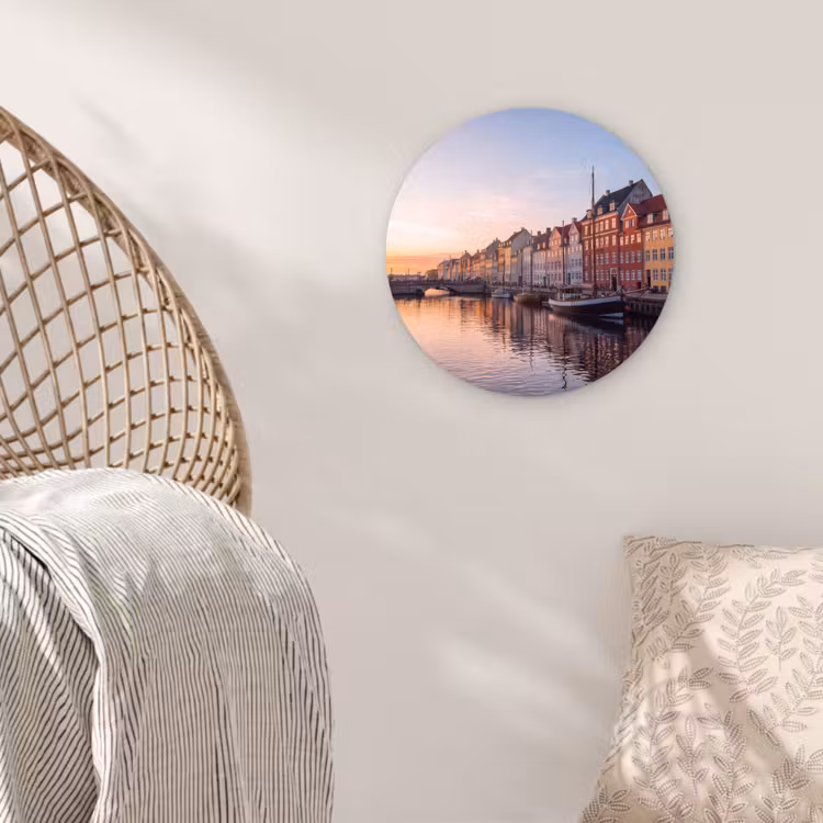 Wandcirkel - Glas - Stad - Gracht - Zonsondergang - Klassiek - Kleurrijk — 5