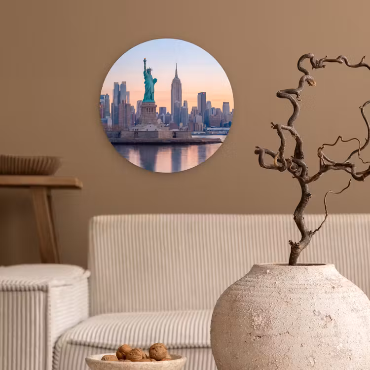Wandcirkel - Glas - Vrijheidsbeeld - New York - Zonsopgang - Stad - Architectuur — 2
