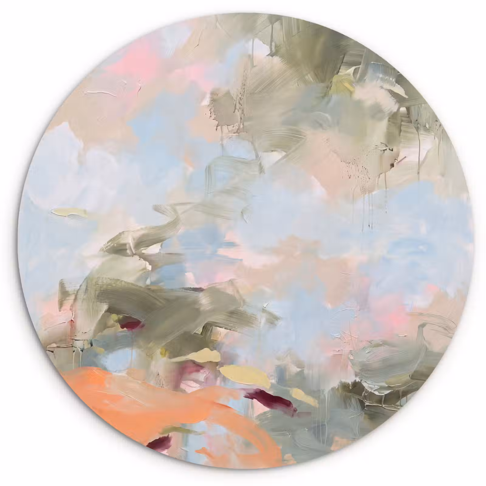 Wandcirkel - Glas - Abstract - Borstelstreken - Kunst - Modern - Pastel — 1