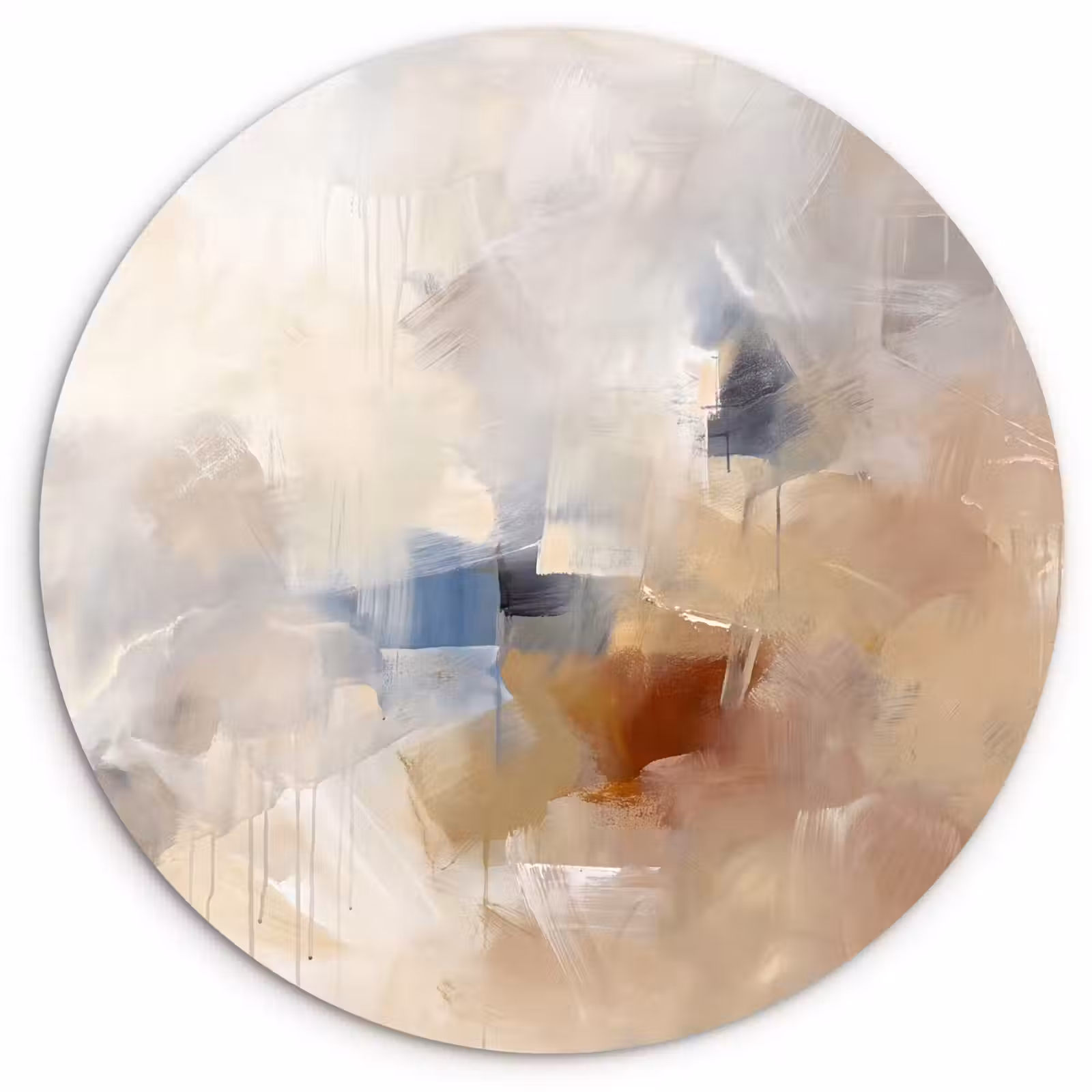 Wandcirkel - Glas - Abstract - Borstelstreken - Modern - Beige - Kunst — 1