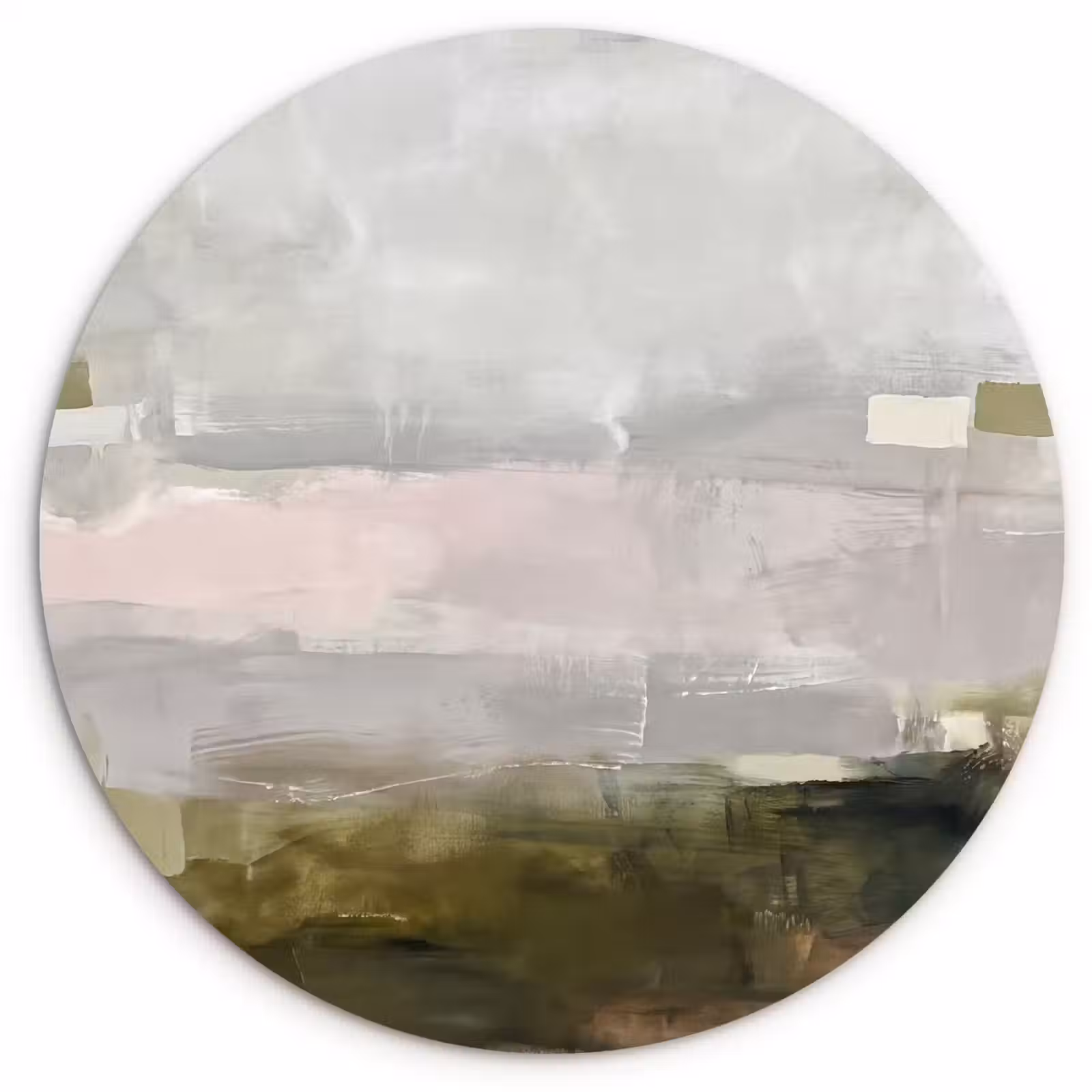 Wandcirkel - Glas - Abstract - Gelaagd - Kunst - Modern - Grijs-Groen — 1