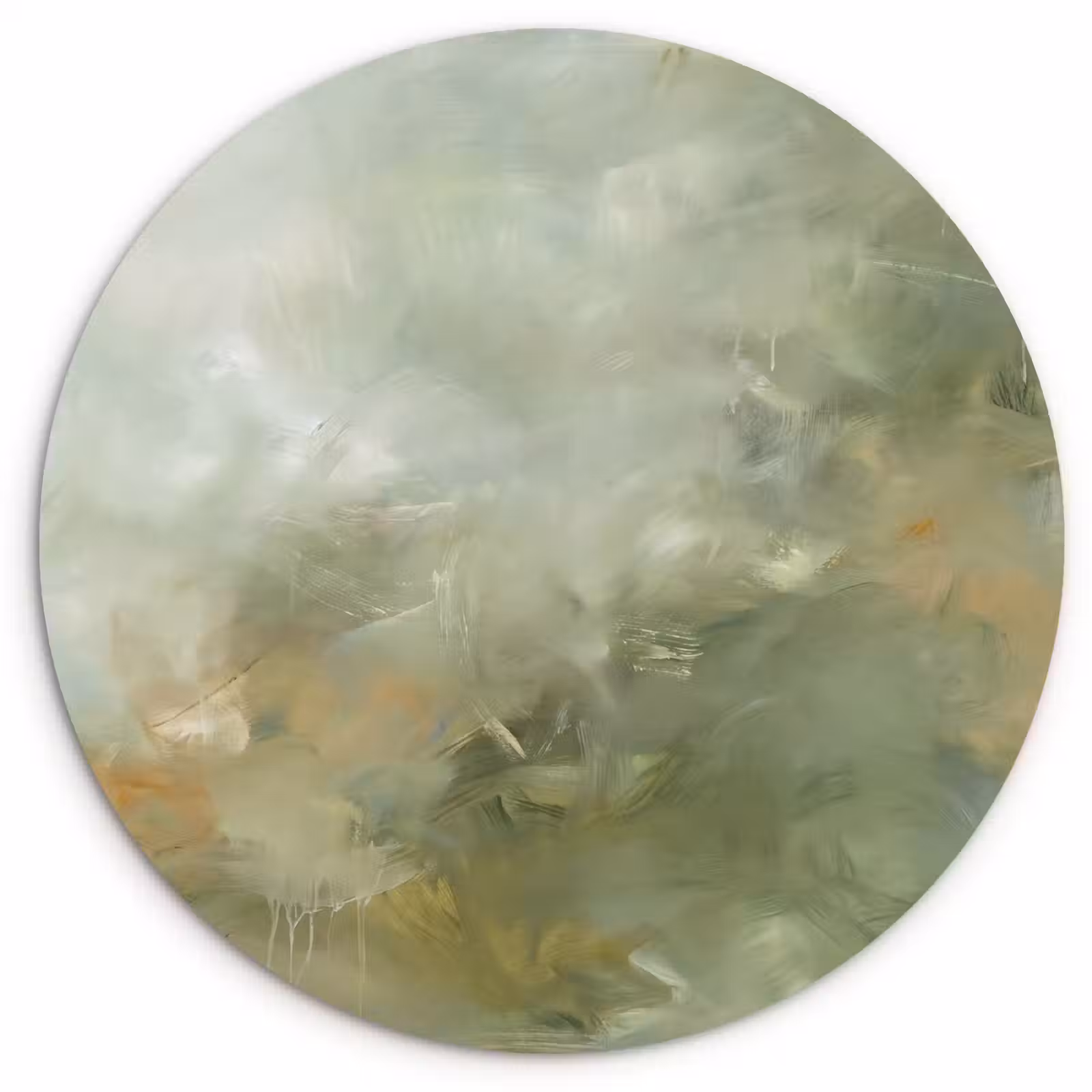 Wandcirkel - Glas - Abstract - Groen - Beige - Modern - Kunst — 1