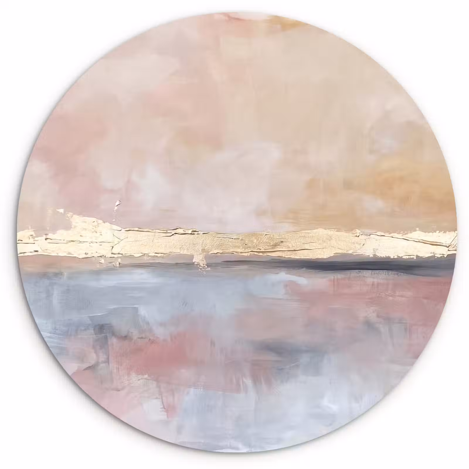 Wandcirkel - Glas - Abstract - Horizontaal - Kunst - Roze - Goud — 1
