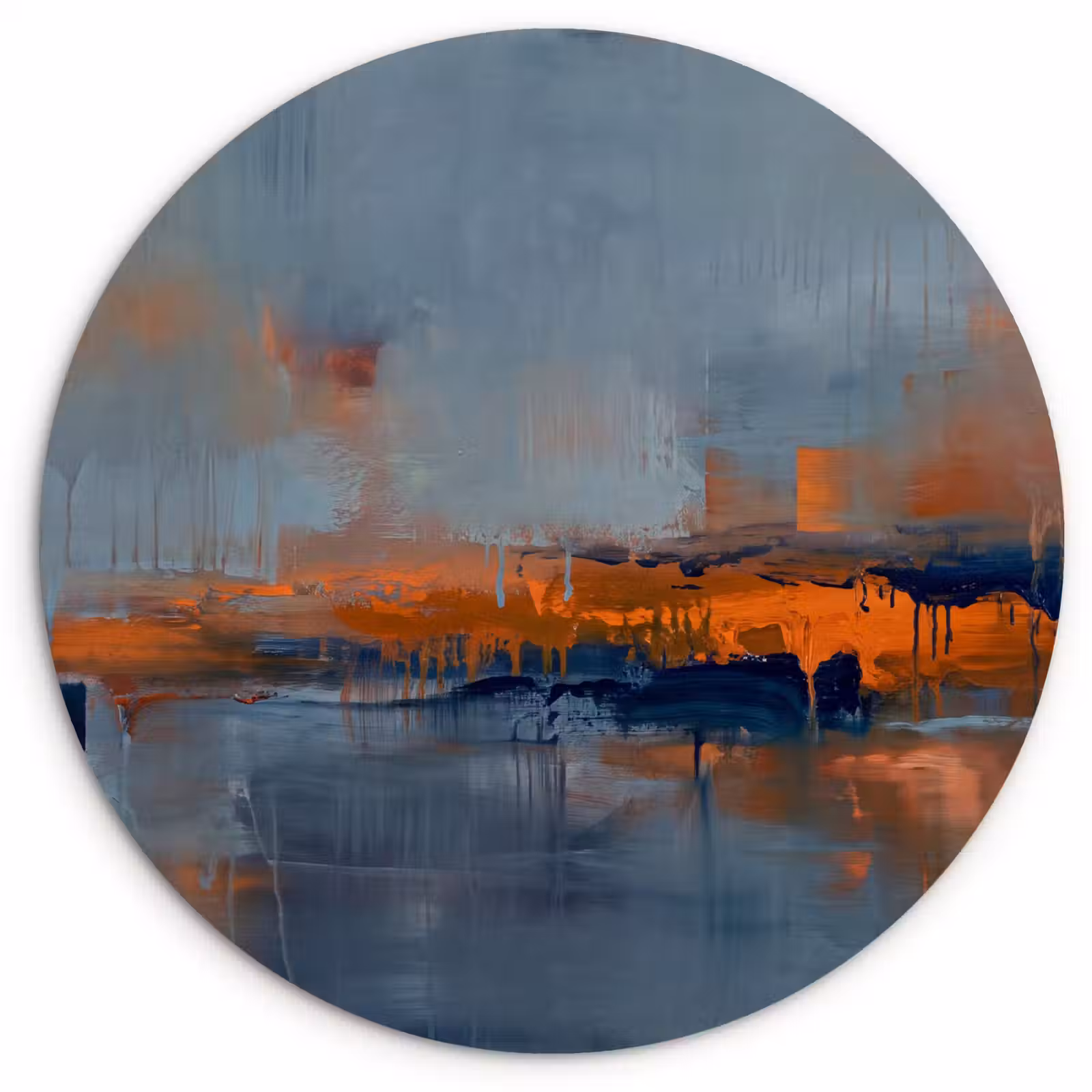 Wandcirkel - Glas - Abstract - Kleuren - Modern - Oranje - Grijs — 1