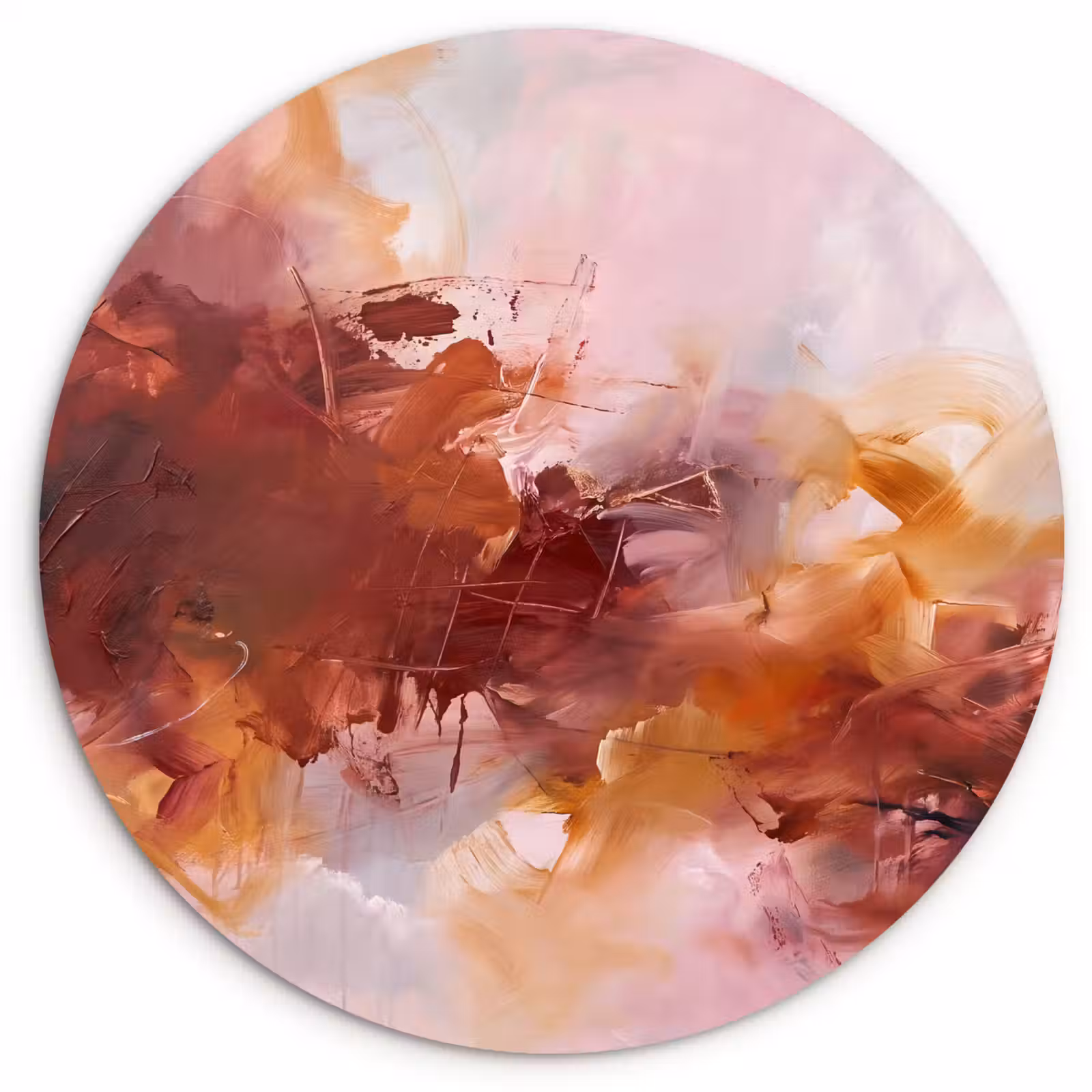 Wandcirkel - Glas - Abstract - Kleurrijk - Kunst - Modern - Roze-Rood — 1